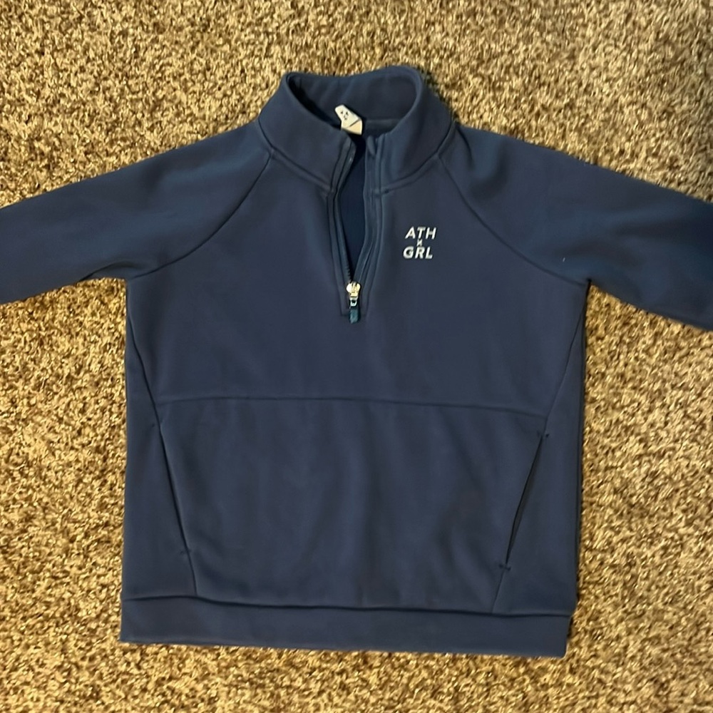 Athleta girl size M blue quarter zip sweatshirt